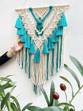 BMIDRUT Hanging Macrame Tapestry Woven Boho Wall Art Handmade Macrame Tapestry Home Wall Decor Wall Pediment 18x30 Inch - color: Blue