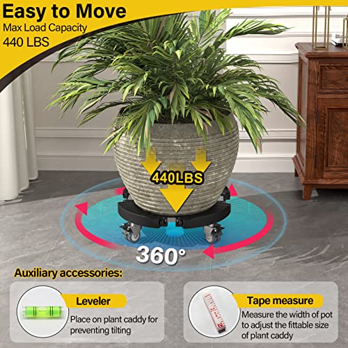 Goovilla Plant Stand with Wheels Heavy Duty, 2Pack Adjustable 15-22 Plant Caddy with Lockable Caster Wheels 440LBS, Rolling Plant Stand/Dolly/Roller for Indoor Outdoor Large Planter, Flower Pot,Black - color: Black