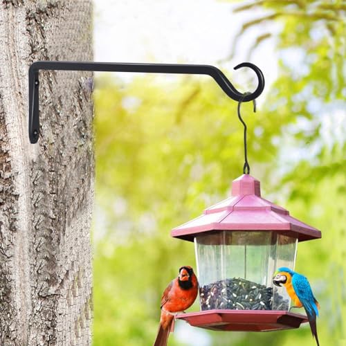 AILIN YELOKIE 2 Pack Premium Forged Wall Hook, Sturdy Hanging Plant Bracket, Elegant Hook for Bird Feeders, Planters, Lanterns, Wind Chimes Indoor Outdoor, Upgrade Black, 12 Inch - color: Black, size: 12in-2-Black