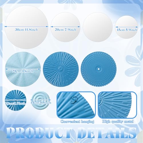 Blulu 9 Pcs Blue Mirror Wall Decor Metal Round Home Art Decor Decorative Modern Circle Mirror Wall Art Sculpture Hanging Decorations for Home Living Room Office - color: Blue