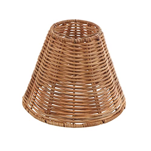 Aspen Creative 51003 Empire Clip-On Chandelier Lamp Shade, Natural Rattan, 3" Top x 6" Bottom x 5" Slant Height - color: Natural - 6"