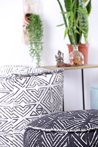Mandala Life ART Pouf Ottoman - 20x20x20 - Foot Rest Stool White Cube - color: White Black, size: 20"D x 20"W x 20"H