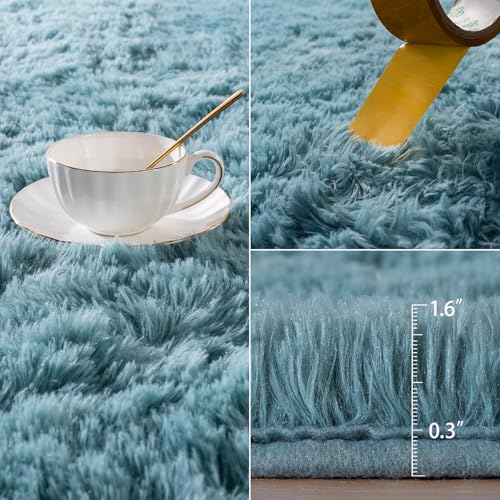 Kelarea Area Rug for Living Room, 4x6 Non-Slip Turquoise Green Rug Fluffy Soft Shag Rugs, Fuzzy Shaggy Plush Carpet for Bedroom, Nursery Rooms, Home Dorm - color: Turquoise Green, size: 6' x 4' (Rectangular)