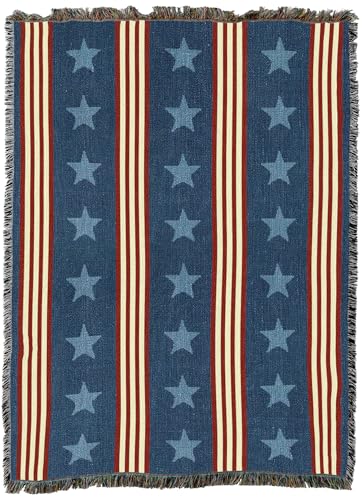 Pure Country Weavers Denim Stripe - Americana Gift Tapestry Throw Blanket Woven from Cotton - Made in The USA (72x54) - color: Denim Stripe, size: 72x54