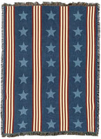 Pure Country Weavers Denim Stripe - Americana Gift Tapestry Throw Blanket Woven from Cotton - Made in The USA (72x54) - color: Denim Stripe, size: 72x54