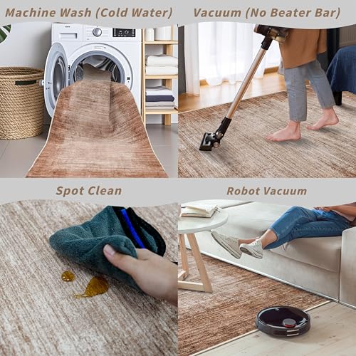 2x8 Washable Hallway Runner Rug – Non-Slip Modern Abstract Neutral Low-Pile Stain-Resistant Carpet Runner for Kitchen Entryway Bedroom Bathroom (Warm Taupe,2x8) - color: Warm Taupe, size: 2' x 8' (Rectangular)