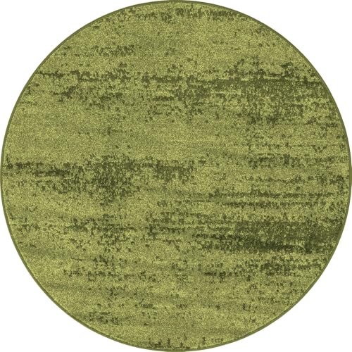 Rugs.com - Angelica Collection Rug – 4 Ft Round Green Easy-Clean Rug – Ideal for Entryways, Bedrooms, and Home Offices - color: Green, size: 4' (Round)