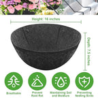 Riare 8 Pack 16 Inch Round Fabric Planter Basket Liner- Hanging Basket Liners Replacement Coco Fiber Liner Alternative for Hanging Basket Flowers (Prevent Birds from Nesting) - size: 16inch