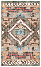 SAFAVIEH Kilim Collection Accent Rug - 2' x 3', Natural & Blue, Handmade Flat Weave Jute, Ideal for High Traffic Areas in Entryway, Living Room, Bedroom (KLM760M) - size: 2' x 3' (Rectangular)