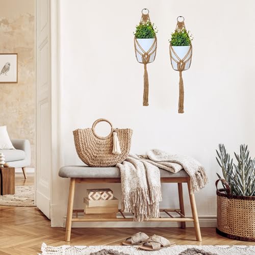 4 inch Hanging Planters for Indoor Plants with Self-Watering Pots, Macrame Wall Plant Hanger | Small Macrame Plant Hanger with Pot, Hanging Wall Planter (2 Pack, 4-inch Pots) - size: Small