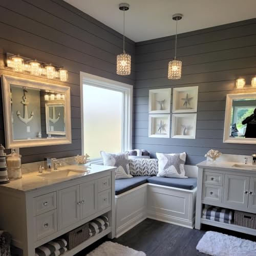 TISLYCO Modern Crystal Pendant Light Fixtures Set of 2, Ceiling Hanging Crystal Chandelier Over Kitchen Island Sink Lighting,Chrome Pendant Lighting For Dining Room, Bathroom, Hallway, EntryWay,Closet - color: 5.9"x5.5"-2*Silver pendant light