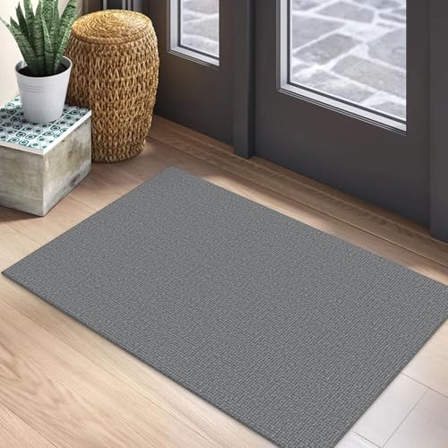 EARTHALL Washable Area Rug 2x3 Ft Non Slip Rugs for Entryway, Braided Small Throw Rugs with Rubber Backing Door Mat Indoor Outdoor Entrance Cotton Woven Rug for Kitchen Foyer Front Door, Charcoal Gray - color: Dark Gray, size: 2' x 3' (Rectangular)