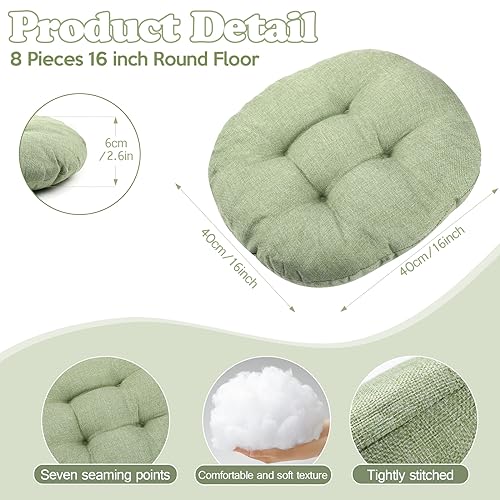 Fumete 8 Pcs 16 Inch Floor Cushions Pillow for Kids Bulk Classroom Round Flexible Seating Floor Cushions for Students Home Daycare School Reading Corner Yoga Meditation Picnic (Green) - color: Green