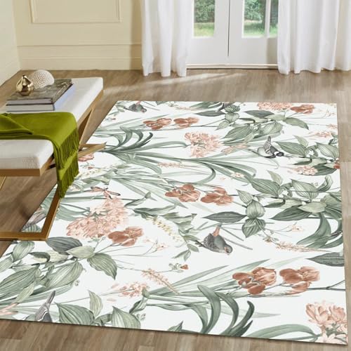 Distressed Carpet Multi Rug Vintage Design Flower Area Rug 1.5 x 2.5ft Cover Print Distressed Carpet Multi Rug Living Room Bedroom Dining Room - color: Soft Gray and Dusty Rose, size: 1.5 x 2.5ft / 18 x 30in / 45 x 75cm