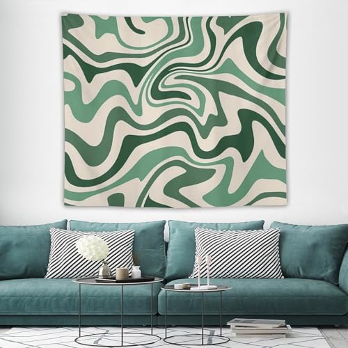 Aesthetic Tapestry,Hippie Retro Groovy 70s Green Spiral Swirl Pastel Abstract Wavy Modern Wall Hanging Neutral Home Decor Art for Living Room Bedroom Dorm 40"x30" - color: Hippie Floral-10, size: W40xL30in