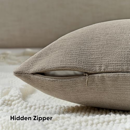 FUTEI Pack of 2 Chenille Decorative Throw Pillow Covers 24x24 Inch,Soft Cozy Faux Linen Textured European Pillow Shams,Farmhouse Home Decor for Couch Living Room,Coffee - color: Coffee, size: 24" x 24" (Pack of 2)