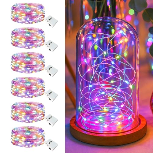 6 Pack Fairy Lights Battery Operated - 7ft 20 Led Twinkle Lights 3 Modes, Multi-Colored Bulk Mini String Lights Waterproof for Mason Jars Vases DIY Party Wedding Decoration Christmas - color: Multicolor, size: 6 Pack