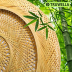 19.7 in Bamboo Woven Rattan-Style Ceiling Light, Boho Ceiling Light Fixture with Remote, LED Dimmable Ceiling Light, Boho Light Fixture for Bedroom Living Room Dining Room Light - size: 19.7in