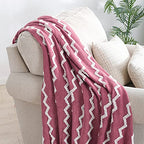 BOURINA Fluffy Chenille Knitted Fringe Throw Blanket Lightweight Soft Cozy for Bed Sofa Chair Throw Blankets Rose Wine 50" x 60" - color: A-rose Wind, size: 50"×60"