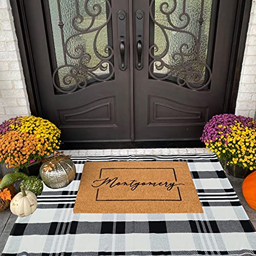 Buffalo Plaid Outdoor Rug 27.5"x43" Front Door Mat for Front Porch Decor,Spring Summer Welcome Mats Outdoor Indoor, Doormat for Farmhouse/Entryway/Home Entrance - color: Black&white Plaid, size: 2'4" x 3'7" (Rectangular)