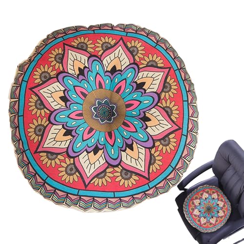 Round Chair Cushions - 16x16 Inch Thick Meditation Pillow for Comfort Support, Double Sided Bohemian Style with Soft Durable Filling, Tatami Floor Cushion for Home Bedroom Living Room Seating - color: D