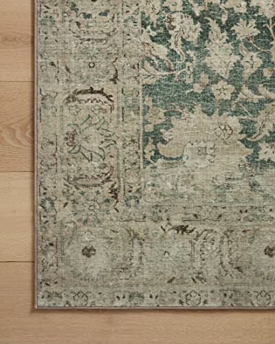 Loloi Magnolia Home by Joanna Gaines Sinclair Collection SIN-05 Jade/Sand 2'-3" x 7'-6", .25" Pile Height, Machine Washable, Runner Rug - color: Jade / Sand, size: 2'3" x 7'6" (Rectangular)