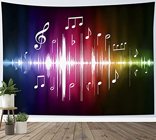 HVEST Music Tapestry Jumping Musical Notes Wall Hanging Hippie Wall Tapestries for Bedroom Living Room Dorm Party Wall Decor,60Wx40H inches - color: Red