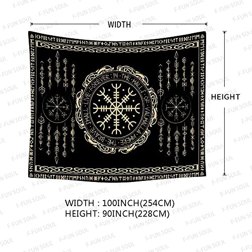 F-FUN SOUL Nordic Vikings Tapestry, Large 100x90inches Soft Flannel, Vegvsir Symbol Amulet Celtic Rune Scandinavian Aesthetic Mythology Tapestry Wall Hanging for Bedroom Living Room Decor GTZYFS1744 - color: Vegvsir, size: 100"L x 90"W