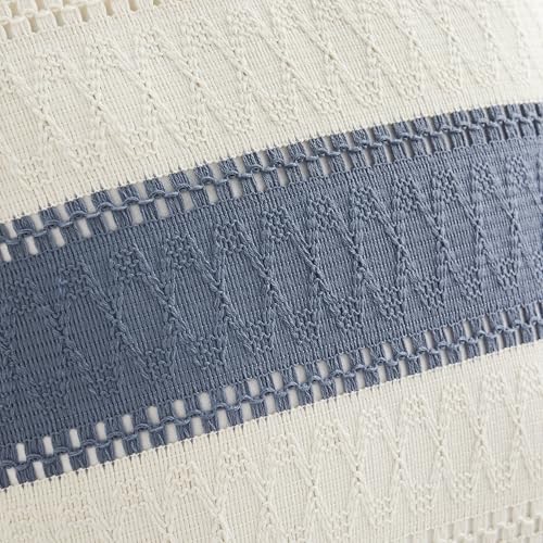 Soft Cotton Boho Throw Pillow Covers Set of 2, Natural White/Contrast Blue 16x16 Inch, Blue Farmhouse Decorative Cushion Covers for Sofa Bed Living Room Home Decor - color: Natural White/Contrast/Blue, size: 16" x 16" (Pack of 2)