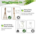 43 Inches Macrame Planter Hanger Large for 12 inch Pot + Swag Hook (Extra Long & Big) | Large Hanging Planter for Indoor Plants | No Tassel, Cotton Rope, NO Pot/Plant Included (Jute)(XL) - color: Brown