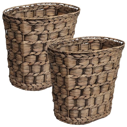 happimess HPM1401B-SET2 Miles Rustic Farmhouse Handwoven Water Hyacinth 4.5-Gallon Tapered Oval Wicker Watebasket, Brown (Set of 2) - color: Brown