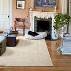 Revival Rugs Shell 4'x6' Area Rugs for Kitchen Bedroom Dining Room - Washable, 100% Recycled, Oeko-TEX Certified, Modern, Medium Pile, Beige, Cream - color: Beige/Cream, size: 3'11" x 6'1" (Rectangular)
