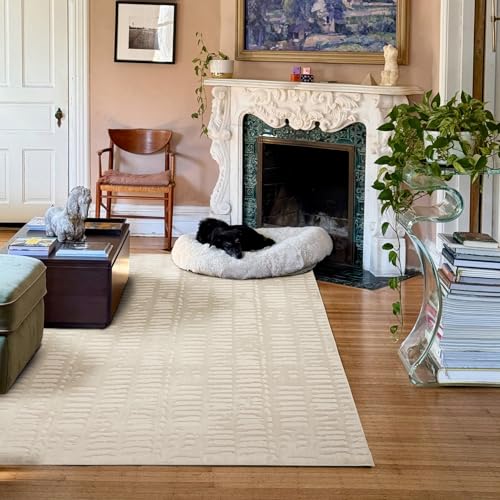 Revival Rugs Shell 9'x12' Area Rugs for Living Room Bedroom Dining Room - Washable, 100% Recycled, Oeko-TEX Certified, Modern, Medium Pile, Beige, Cream - color: Beige/Cream, size: 9'2" x 12'2" (Rectangular)