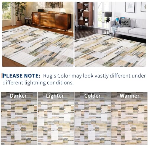 Garvee Washable Runner 2x6 Runner Rug Kitchen Rugs Non Slip Washable Modern Geometric Entryway Rug Soft Low Pile Boho Bathroom Rugs Stain Resistant Carpet for Laundry Bedroom 2'x6' Khaki - color: Grey Multi, size: 2' x 6' (Runner)
