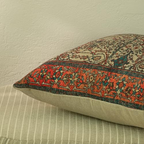 Geometric Bohemian Kilim Moroccan Cotton Vintage Decorative Ethnic Throw Pillow Covers, Set of 2, Boho Cushion Cover, Pillow Case for Sofa Couch Bed Chair 18" x 18" (Pack of 2)