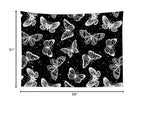 HVEST Butterfly Wall Hanging - Space Tapestry for Bedroom & Living Room, 59W x 51H inches - color: Black, size: 51"L x 59"W
