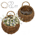 DOITOOL 2PCS Woven Hanging Wall Basket Rattan Wall Planter, Wicker Handmade Baskets Rustic Flower Pots Plant Containers for Garden Home Storage Flowers Hanging Planters