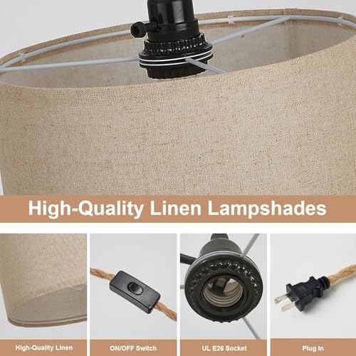 3 Light Plug in Pendant Lights Fabric Hanging Lamp Kit with Switch 22 Ft Long Hemp Rope Farmhouse Pndant Light Cord Lighting Fixture DIY Hanging Light - size: 3 Light Fabric