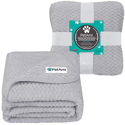 PetAmi Waterproof Dog Blanket, Leakproof Puppy Blanket for Small Medium Dogs, Furniture Sofa Couch Cover Protector, Fleece Pet Throw Indoor Cat Kitten, Reversible Washable Soft Plush, 29x40 Light Gray - color: Light Gray, size: Medium (29x40)