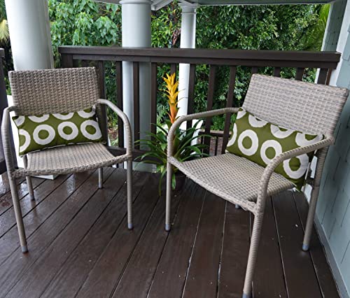 Indoor/Outdoor Polyester Fabric Lumbar Pillow Cover, All-Weather Waterproof Rectangular Cushion Case for Patio Furniture, 12 x 18 Set of 2 - Geometric-13 - color: Light Green, size: 18" x 12" (Pack of 2)
