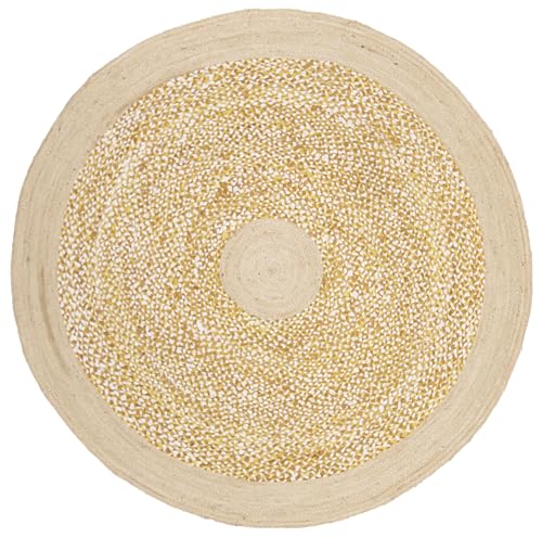 SAFAVIEH Cape Cod Collection 6' Round Gold / Natural CAP210D Handmade Braided Jute & Cotton Area Rug - color: Gold/Natural, size: 6' (Round)