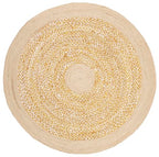 SAFAVIEH Cape Cod Collection 6' Round Gold / Natural CAP210D Handmade Braided Jute & Cotton Area Rug - color: Gold/Natural, size: 6' (Round)