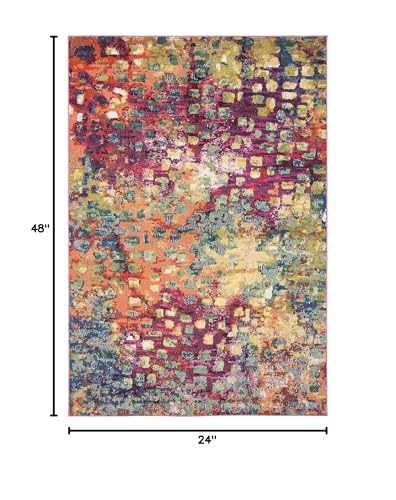 SAFAVIEH Madison Collection Accent Rug - 2' x 4', Fuchsia & Gold, Boho Abstract Distressed Design, Non-Shedding & Easy Care, Ideal for High Traffic Areas in Entryway, Living Room, Bedroom (MAD425D) - color: Fuchsia/Gold, size: 2' x 4' (Rectangular)