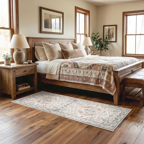 HOOBRO 2 x 6 Runner Rugs Washable, Area Rugs for Hallway Kitchen Bedroom Beside Laundry Bathroom Rug, Non-Slip Backing Stain Resistant Carpet, Pet Friendly Low Pile Soft Rug, Vintage Beige EF02AR01 - color: Vintage Beige, size: 2' x 6' (Rectangular)