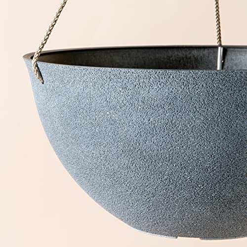 LA JOLIE MUSE Large Hanging Planters for Outdoor Plants - Hanging Flower Pots Weathered Gray (13.2 Inch, Set of 2) - color: Gray