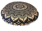 CRAFT KALA 32" Large Round Bohemian Floor Pillow Cover Boho Pouf Cover Mandala Meditation Room Pillows Cover Adults Seating Poufs Cushion Cover for Kids Reading Playroom Black Gold Ombre - color: Black Gold Ombre