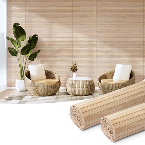 Art3d Natural Bamboo Wall Panel for Interior Wall Decor, Renewable Pole Wrap Wainscoting Paneling for Wall Ceiling Furniture Cabinet Office, 12 x 96 Inch, 2-Pack - Carbonized - color: Carbonized, size: 2-12" x 96"