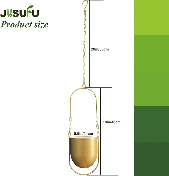 Metal Hanging Planters, Gold Hanging Planters for Indoor & Outdoor Plants, No Plant incld(Gold)