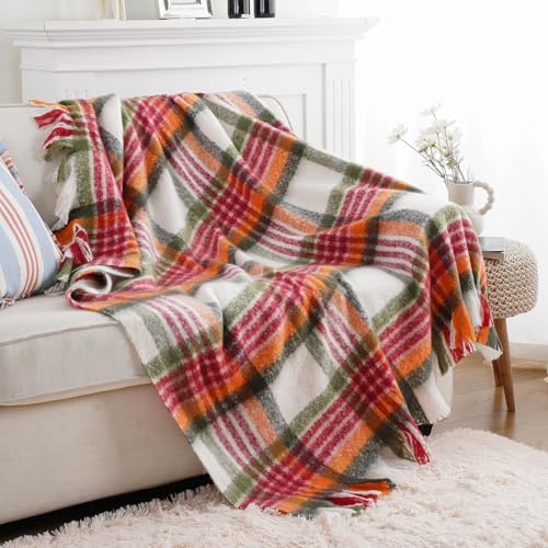 Battilo Christmas Plaid Throw Blanket, Soft Tartan, 50 x 60 in, Red Green - color: Red Green