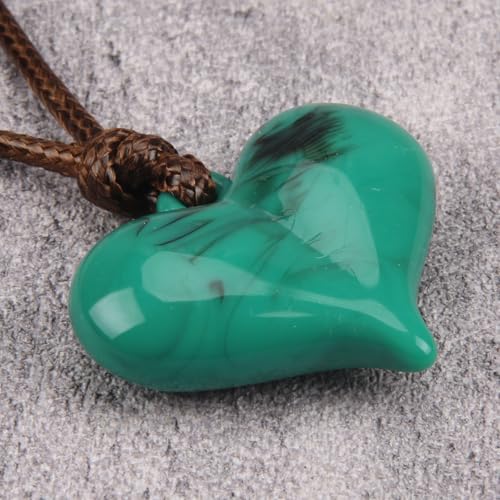 Leather Necklace for Women Long Boho Pendant Hippie Choker Necklace Bohemian Layered Leather Rope Wooden Jewelry Gifts - style: Green Heart Necklace